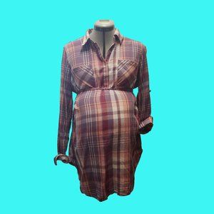 Liz Lange Maternity Purple Plaid Tunic Size Md